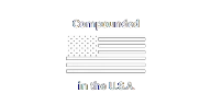 A simple line drawing of the US flag with the words "Composed and finaled in the U.S.A." written above and below the flag.