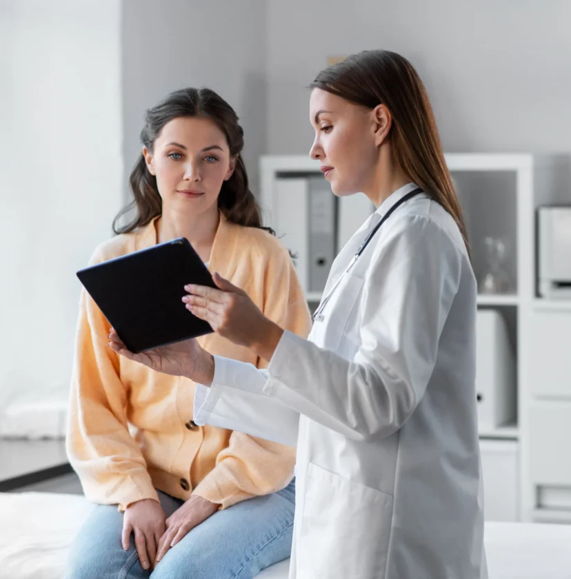 A doctor reviewing a weight loss plan with a patient.