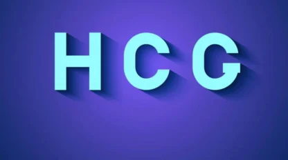 Bold blue letters "HCG" with a shadow effect on a purple background.