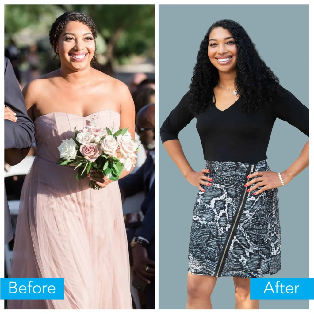 Malea's before and after.