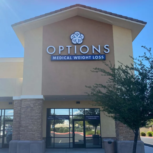 Exterior of an Options Medical Weight Loss clinic building.