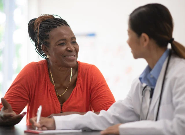 A patient and a doctor.