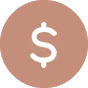 White dollar sign symbol on a light brown background.